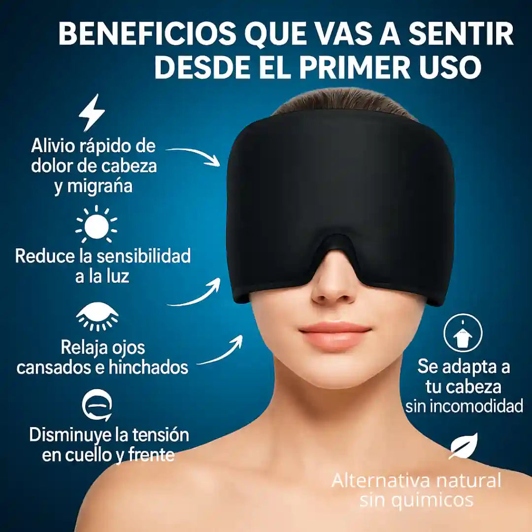 CoolRelief® Máscara Sombrero de Alivio – Adiós Migraña en Minutos