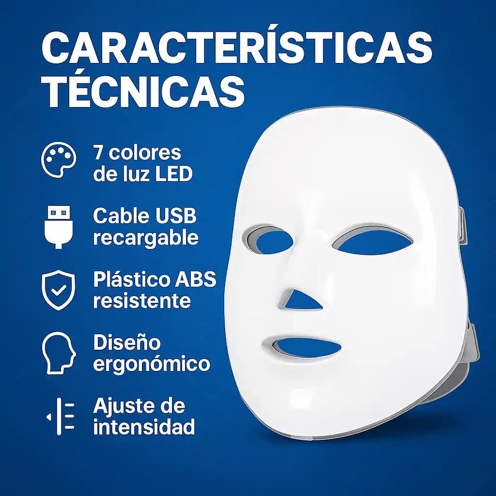 GlowMask® – Máscara LED Facial 7 Colores | Rejuvenece, controla y cuida tu piel