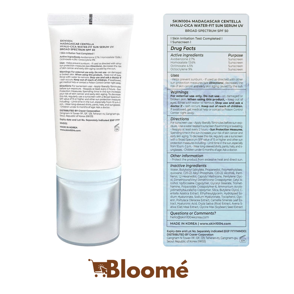 Skin 1004 Madagascar Centella Hyalu-Cica Water-Fit Sun Serum SPF50+ Protector Solar 50 ML