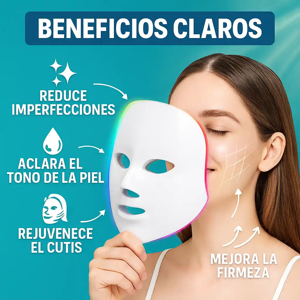 GlowMask® – Máscara LED Facial 7 Colores | Rejuvenece, controla y cuida tu piel